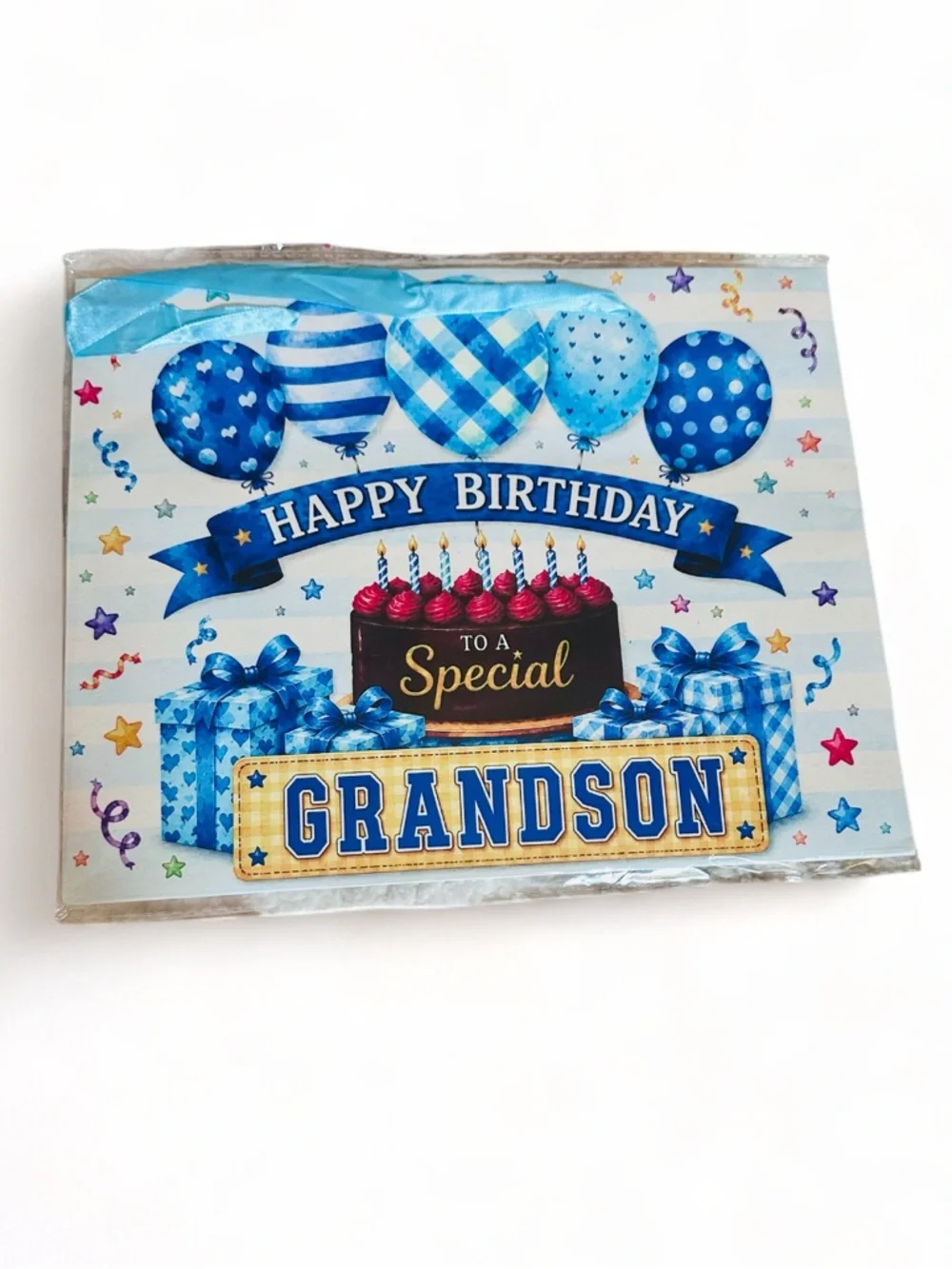 Happy Birthday Grandson Gift Bag with Blue Tissue Paper
